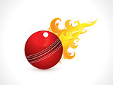 abstract shiny cricket ball with fire
