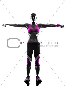 woman fitness Weights exercises silhouette