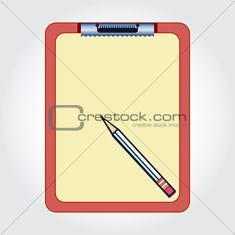 Blank clipboard and pencil isolated on the white background