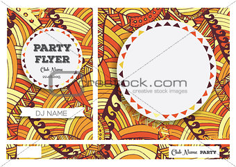 Club Flyers with copy space and hand drawn pattern