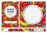 Club Flyers with copy space and hand drawn pattern.