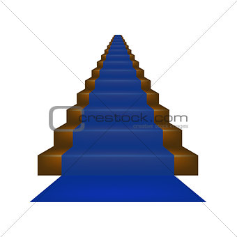 Stairs covered with blue carpet