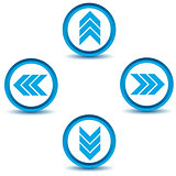 Blue arrows icons set