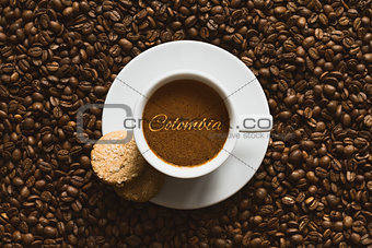 Still life - coffee with text Colombia