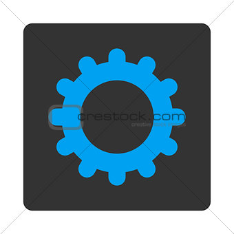 Gear flat blue and gray colors rounded button