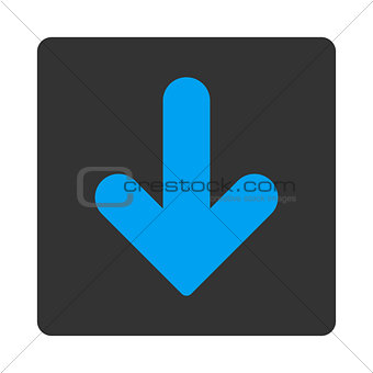 Arrow Down flat blue and gray colors rounded button