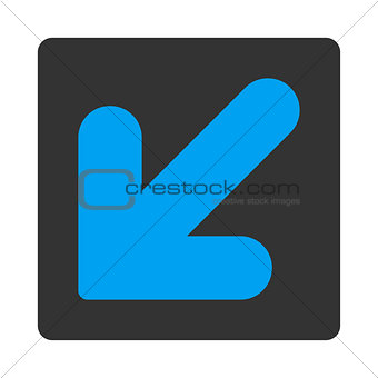 Arrow Down Left flat blue and gray colors rounded button