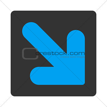 Arrow Down Right flat blue and gray colors rounded button