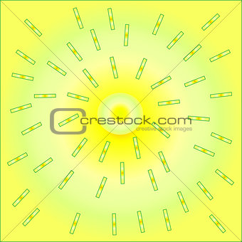 Solar abstract background green lines on yellow