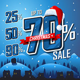 Christmas sale banner. Vector sales discount percentage