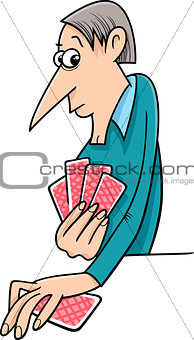 man playing cards cartoon