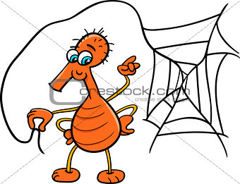 spider with web cartoon