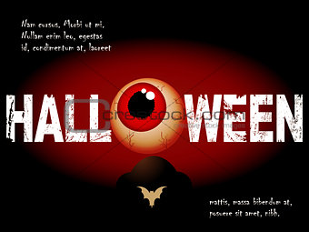 Halloween background with scary eye and sample text