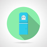 Blue water cooler green round vector icon