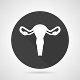 Uterus black round vector icon