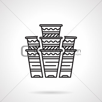 Flat line disposable cups vector icon