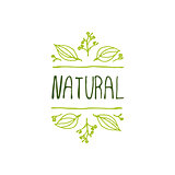 Natural product label on white background.