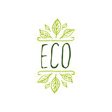 Eco product label on white background.