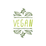 Vegan product label on white background.