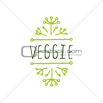 Veggie product label on white background.