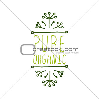 Pure organic - product label on white background.