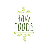 Raw foods - product label on white background.