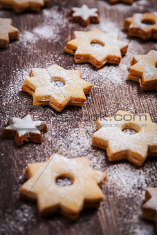 Homemade Christmas cookies in star shape