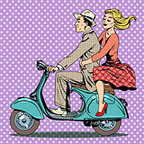 man woman scooter retro