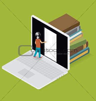 Vector 3d Flat Isometric With Education Concept