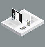 Vector 3d Flat Isometric With Startup Concept