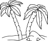 Palm trees  illustration. Black and white.