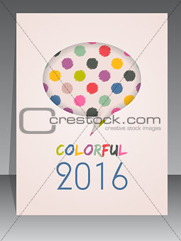 2016 agenda cover design with speech bubble