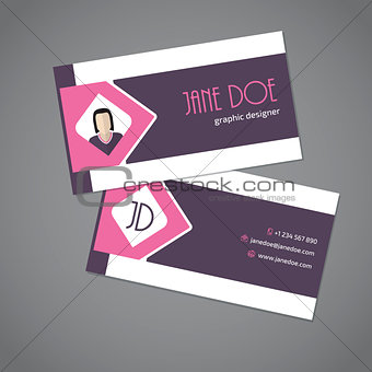 Business card with pink arrow ribbon