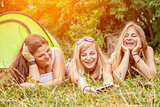 Group of friends enjoying a camping holiday