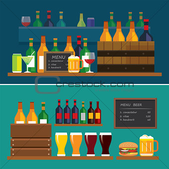 beverage and beer flat design banner