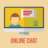 Online chat icon. Flat design vector illustration.