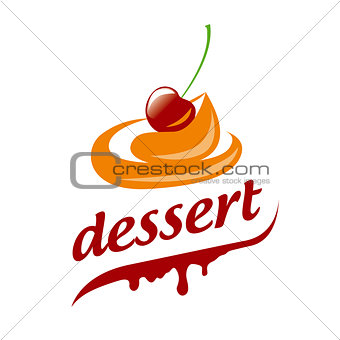 Abstract vector logo cream and cherry
