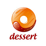 Abstract vector logo round donut with chocolate