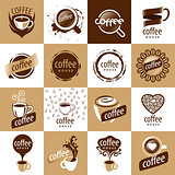 large set of vector logos coffee