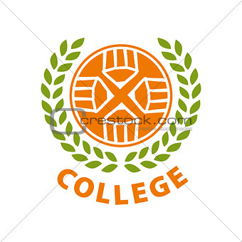 Round abstract vector logo for college