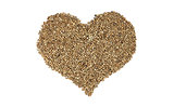 Hemp seeds in a heart shape