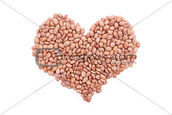 Pinto beans in a heart shape