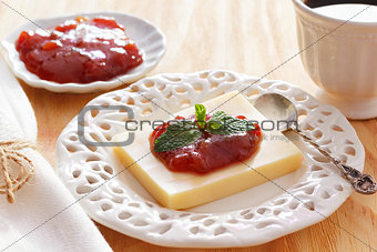 Brazilian dessert Romeo and Juliet, goiabada jam, cheese