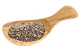 chia seeds on wooden tablespoon