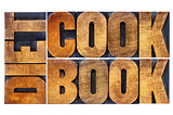 diet cookbook word abstract in wood type