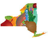 State of New York Official Map Symbols Illustration