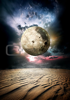 Fool moon in desert