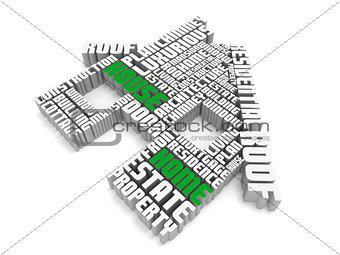 3d group of  green white words shaping a house