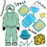 Drawn colored cosmonaut