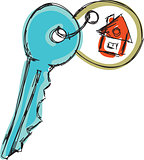 Drawn colored house key